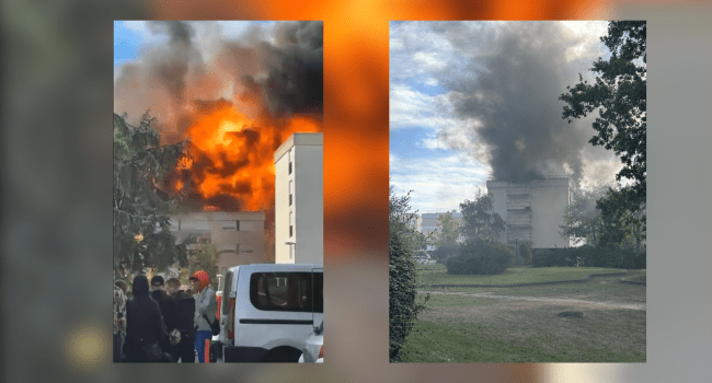 Incendie à Saint-Herblain | Capture d'écran Twitter @shksZv2 & @FuturFrere