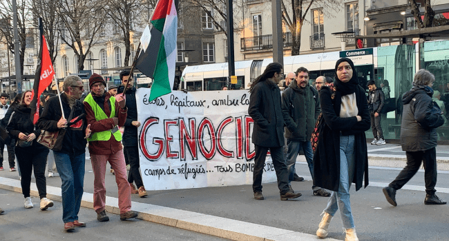 Manifestation pour un cessez-le-feu à Gaza à Nantes le 16 décembre | T.L. - INF Nantes